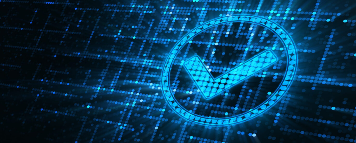 a blue check mark in a circle