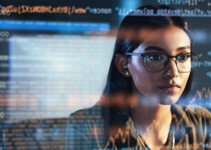 a woman looking at the camera